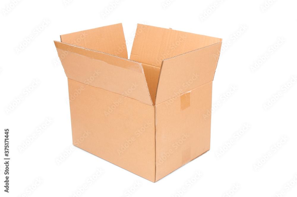 Opened cardboard box isolated on white background Opened cardboard box isolated on white background