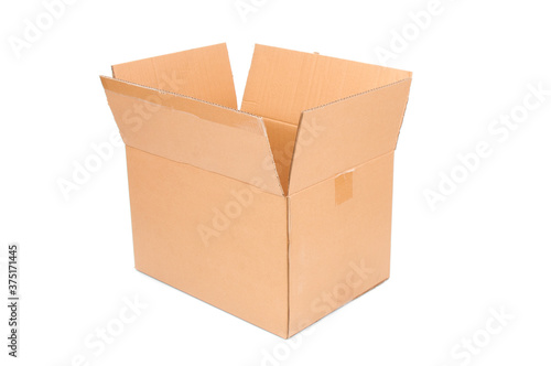 Opened cardboard box isolated on white background © unclepodger