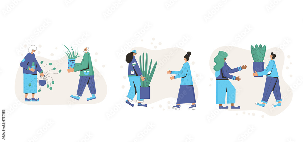 Plant lover. Man with indor flower pot. Vector Plant lover. Man with indor flower pot. Vector
