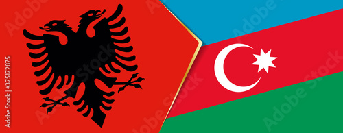 Albania and Azerbaijan flags, two vector flags.