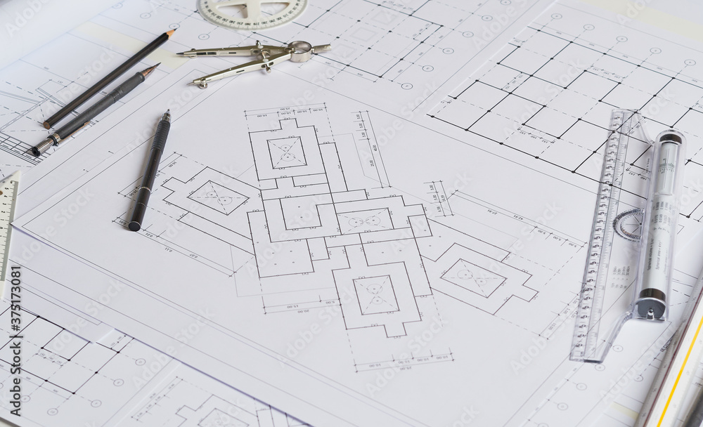 Architect engineer contractor design working drawing sketch plan