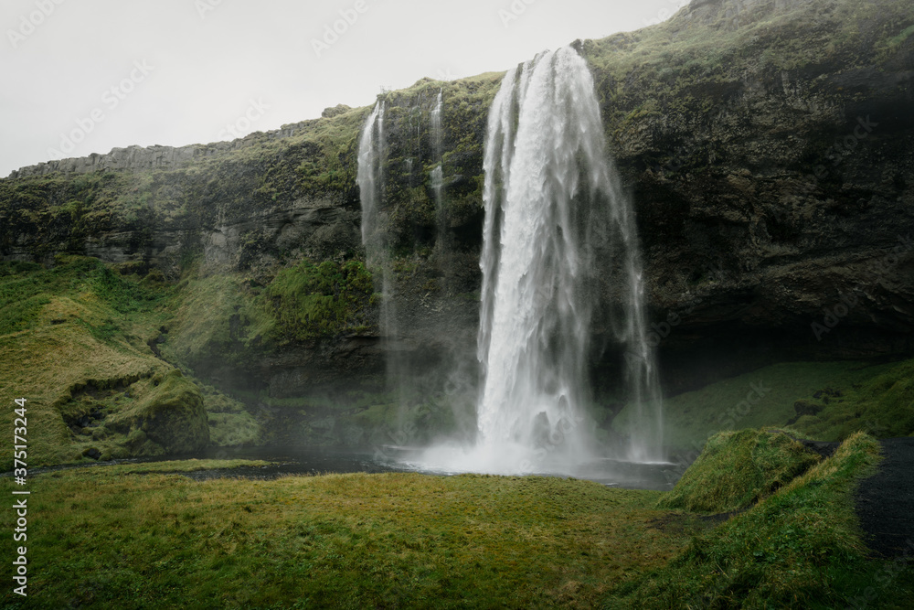Seljalandsfoss waterfall in South Iceland. Beautiful nature landscape Seljalandsfoss waterfall in South Iceland. Beautiful nature landscape