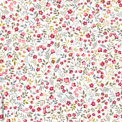 a seamless floral pattern with red meadow flowers