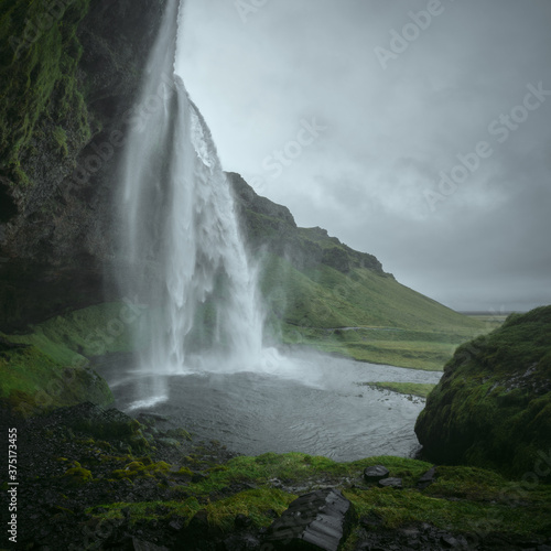 Seljalandsfoss waterfall in South Iceland. Beautiful nature landscape