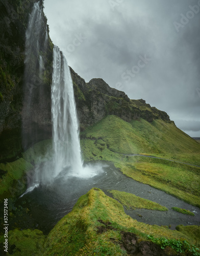 Seljalandsfoss waterfall in South Iceland. Beautiful nature landscape