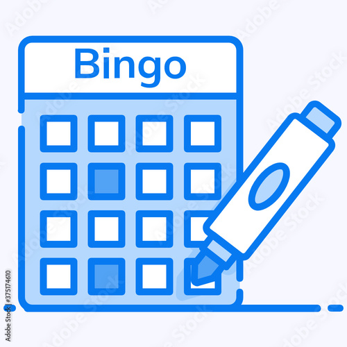 
Keno, bingo game icon in flat style 
