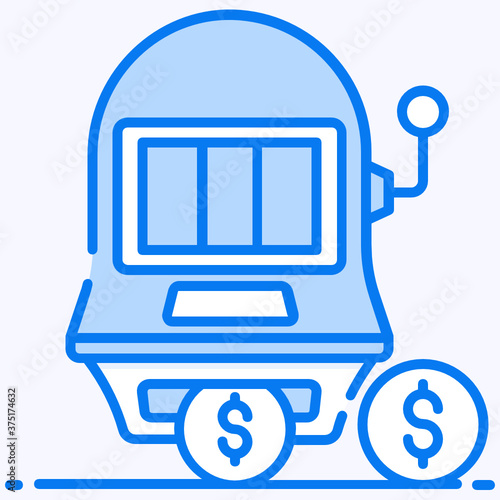 
Fruit machine in casinos also known as slot machine, icon
