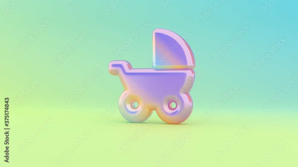3d rendering colorful vibrant symbol of baby stroller on colored background 3d rendering colorful vibrant symbol of baby stroller on colored background