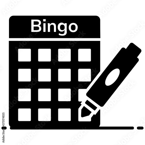 
Keno, bingo game icon in flat style 
