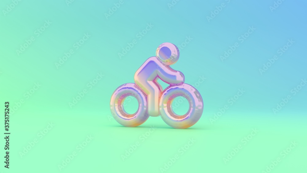 3d rendering colorful vibrant symbol of bike with rider on colored background