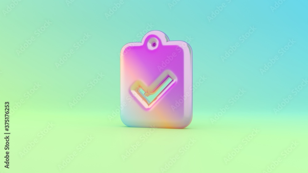 3d rendering colorful vibrant symbol of clipboard check on colored background 3d rendering colorful vibrant symbol of clipboard check on colored background
