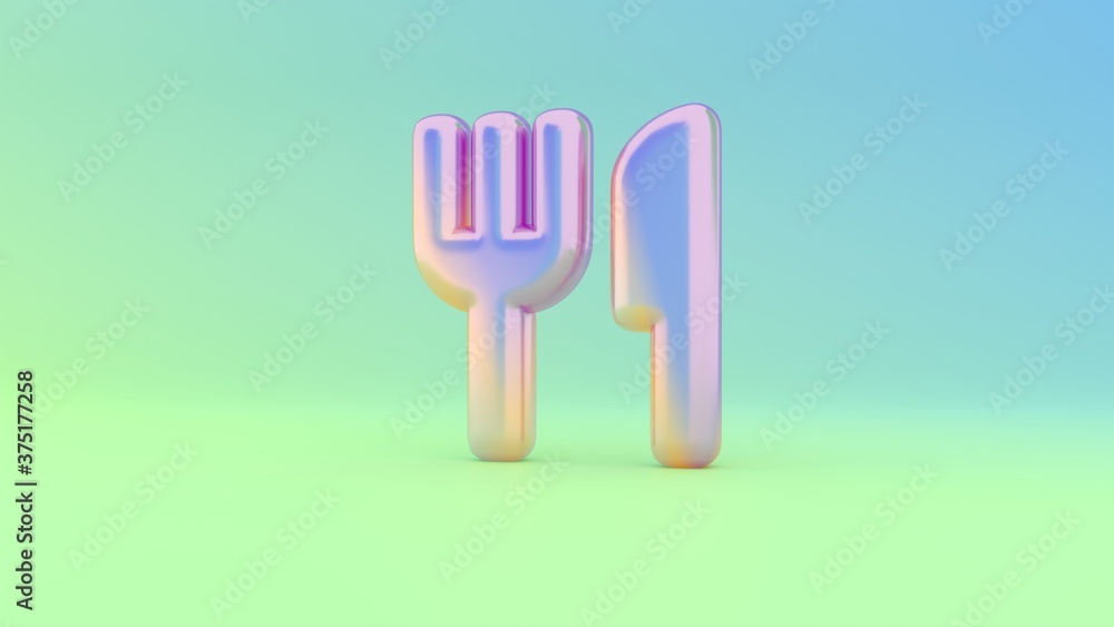 Fototapeta premium 3d rendering colorful vibrant symbol of cutlery on colored background