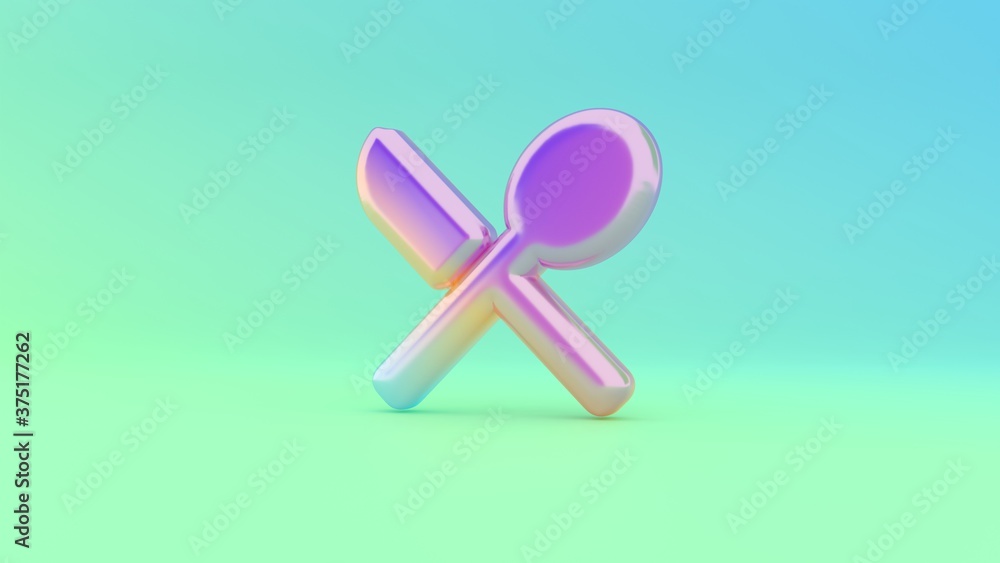 3d rendering colorful vibrant symbol of cutlery on colored background 3d rendering colorful vibrant symbol of cutlery on colored background
