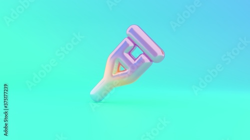 3d rendering colorful vibrant symbol of crutch on colored background