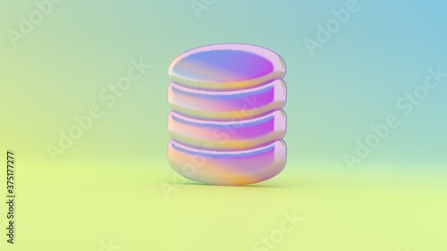 3d rendering colorful vibrant symbol of database 1 on colored background