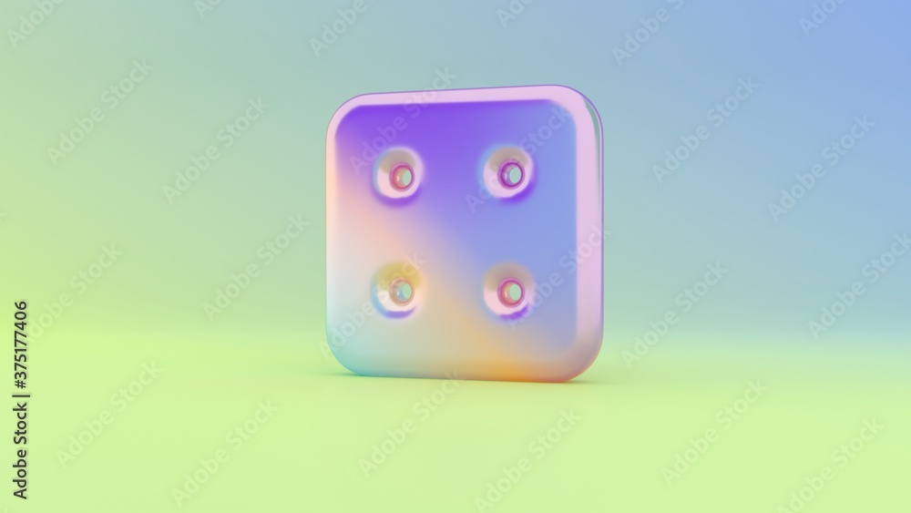 3d rendering colorful vibrant symbol of dice four on colored background 3d rendering colorful vibrant symbol of dice four on colored background