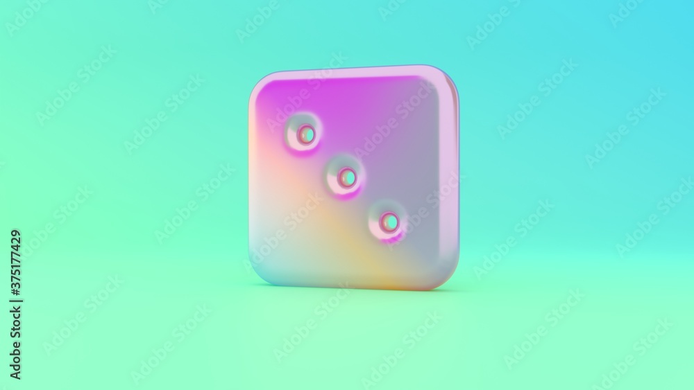 3d rendering colorful vibrant symbol of dice three on colored background 3d rendering colorful vibrant symbol of dice three on colored background