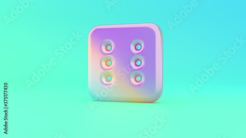 3d rendering colorful vibrant symbol of dice six on colored background © Destrosvet