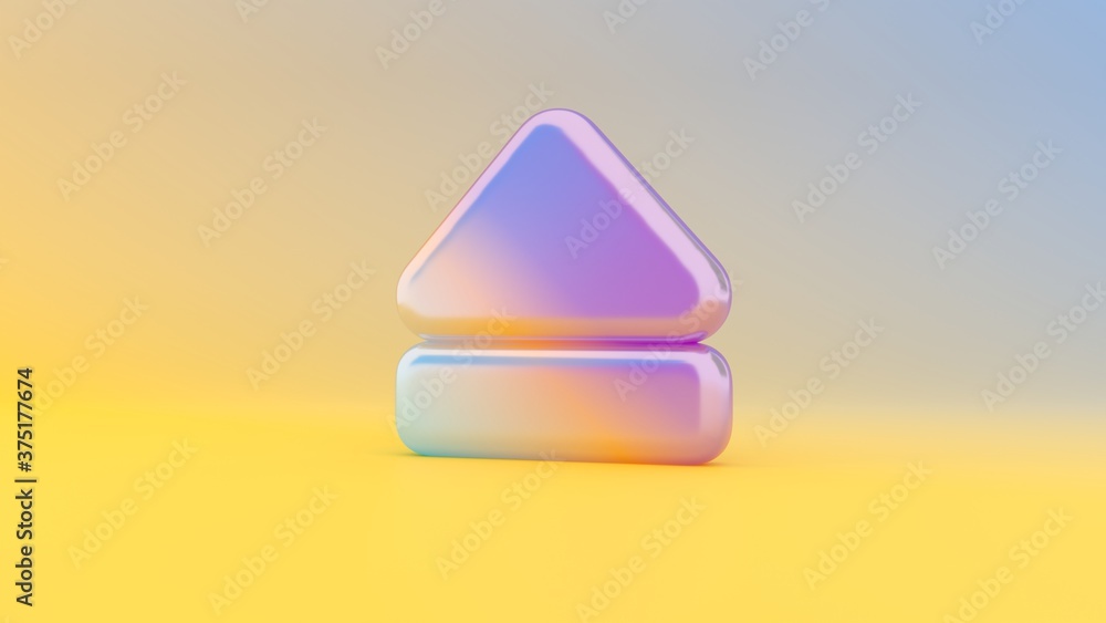 3d rendering colorful vibrant symbol of eject on colored background