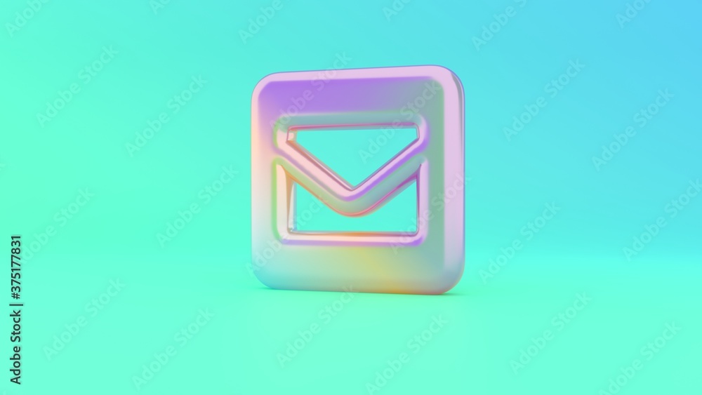 3d rendering colorful vibrant symbol of envelope square on colored background 3d rendering colorful vibrant symbol of envelope square on colored background