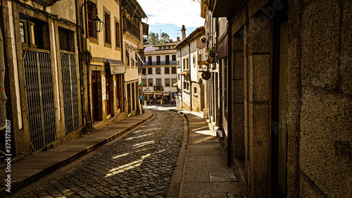 Side photo of the streets of amarante city  and some houses  Portugal.