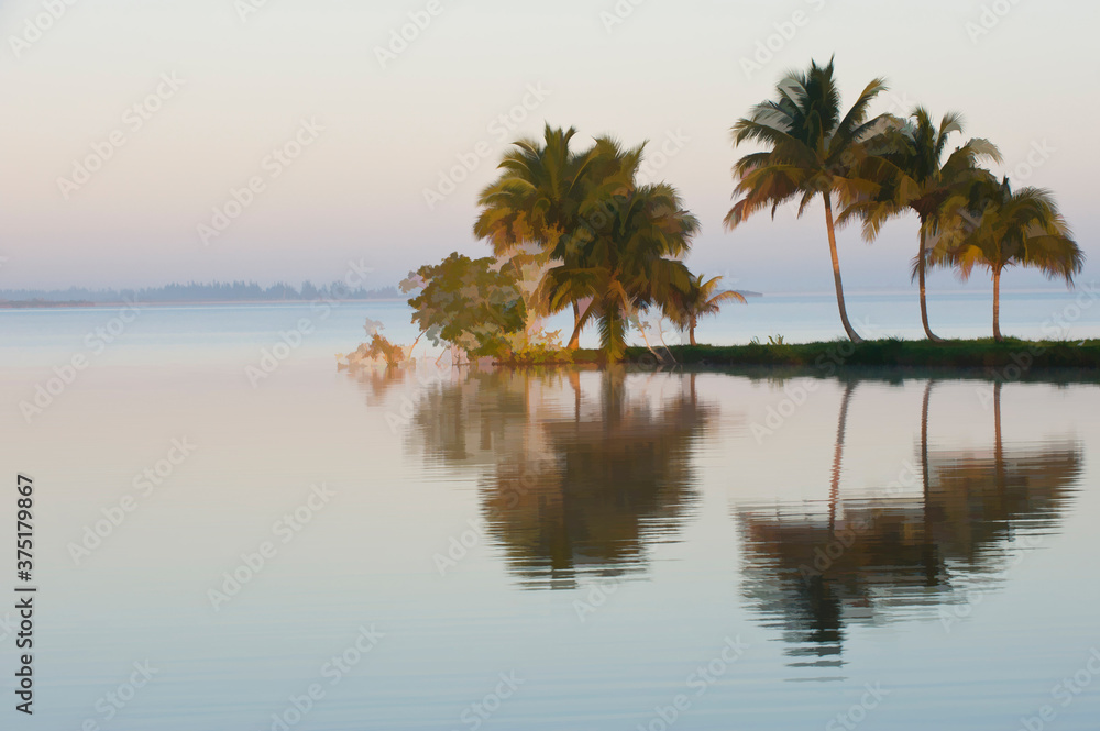 Laguna del Tesoro, Treasure Lagoon at sunrise, Zapata Peninsula, Cuba, Central America