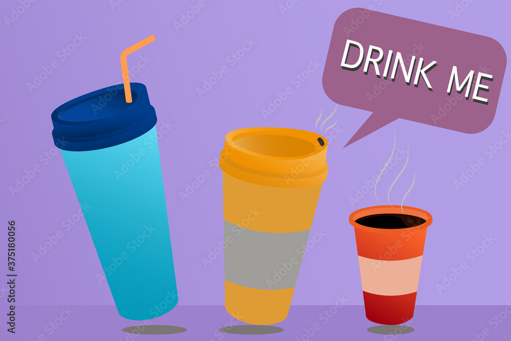 Vector concept coffee in cup for takeaway. Vector concept coffee in cup for takeaway.