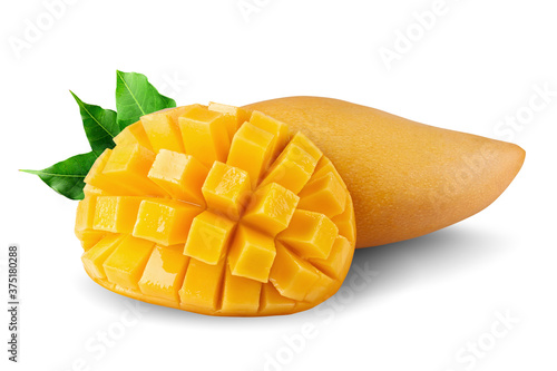 Yellow mango isolated on a white background. clipping path.