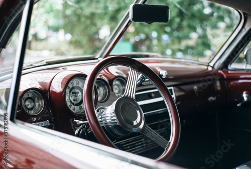 Interior of a beautiful, restored classic car