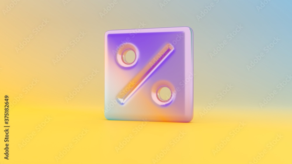 Fototapeta 3d rendering colorful vibrant symbol of percent on colored background