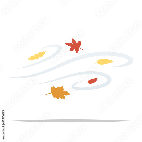 Windy day blowing autumn leaves vector isolated illustration