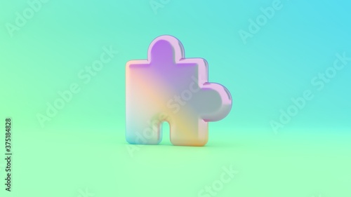 Bilde på lerret 3d rendering colorful vibrant symbol of puzzle on colored background