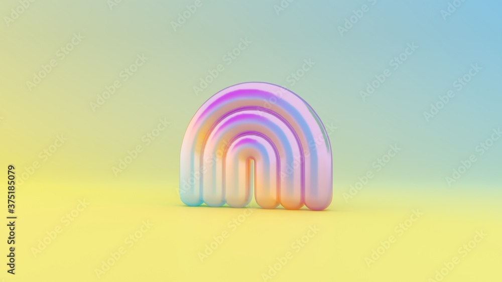Fototapeta premium 3d rendering colorful vibrant symbol of rainbow on colored background