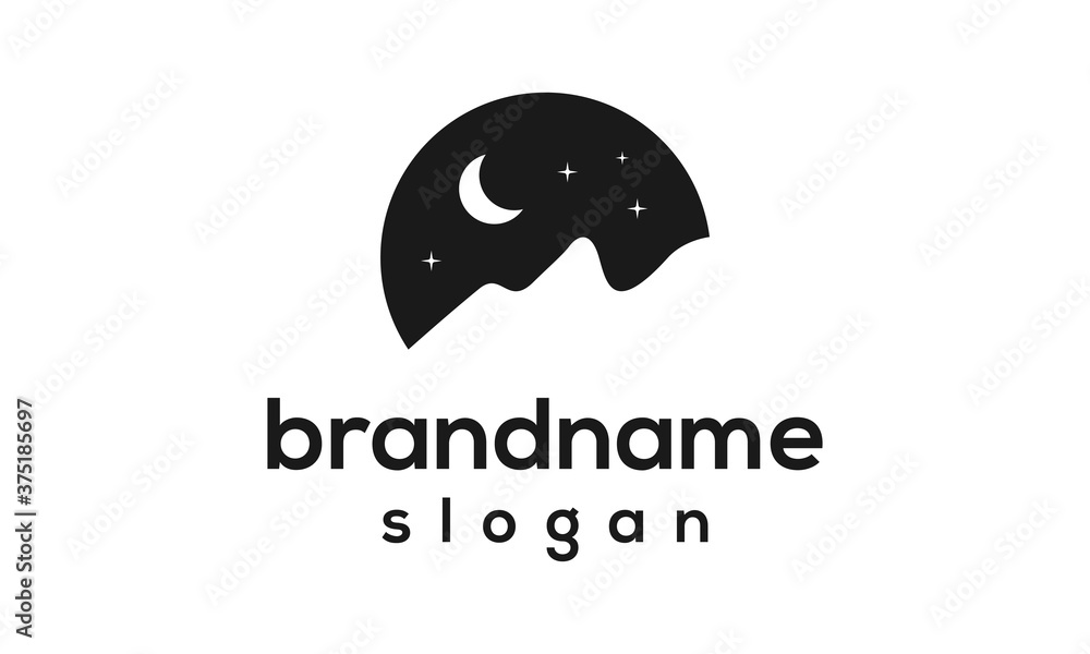 Obraz premium Night mountain logo design vector