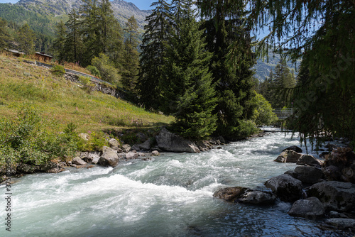 Valle d'Aosta. La Thuile. Dora river of Verney