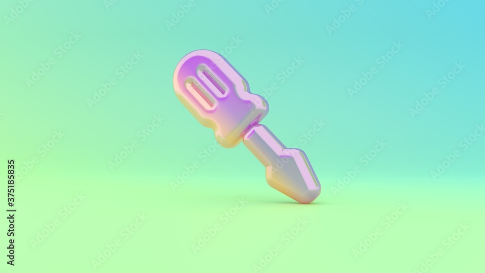 3d rendering colorful vibrant symbol of screwdriver on colored background 3d rendering colorful vibrant symbol of screwdriver on colored background