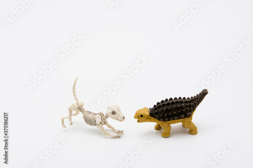Skeleton dog and Ankylosaurus