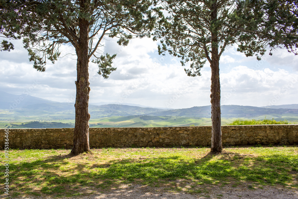 Panoramic viewpoint in Pienza, Tuscany. Panoramic viewpoint in Pienza, Tuscany.