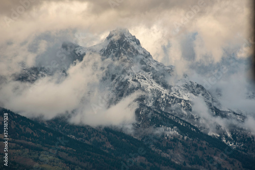 Snow capped mountains in the Grand Tetons.