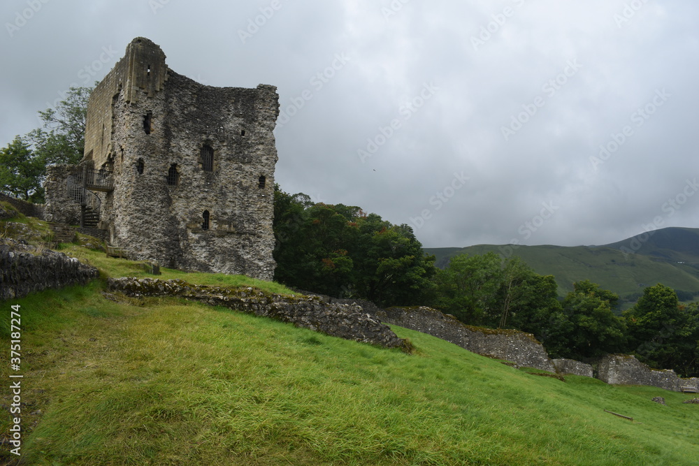 Castle ruins in the Derbyshire Peak District