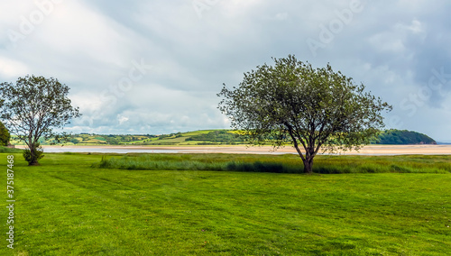 A view from the town of Laugharne  Wales across the Taff Estuary in the summertime