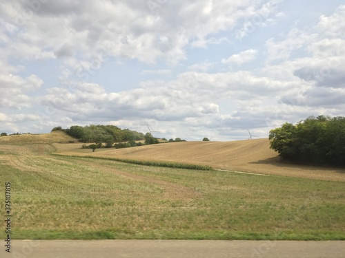 rural landscape with blue sky