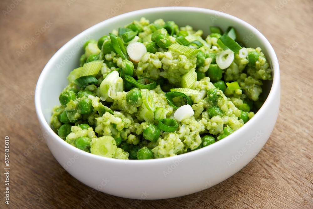 Pea and Rice Salad with Spinach Cilantro Pesto Pea and Rice Salad with Spinach Cilantro Pesto