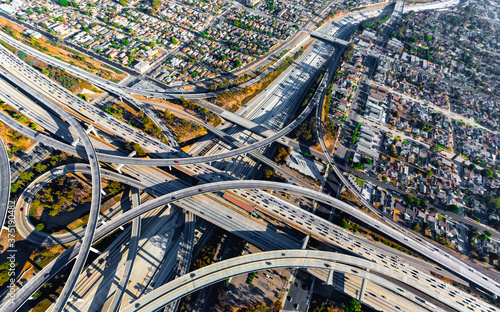 Fotografija Aerial view of a massive highway intersection in Los Angeles