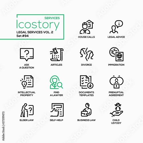 Legal services - line design style icons set
