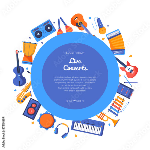 Live concerts - colorful flat design style banner