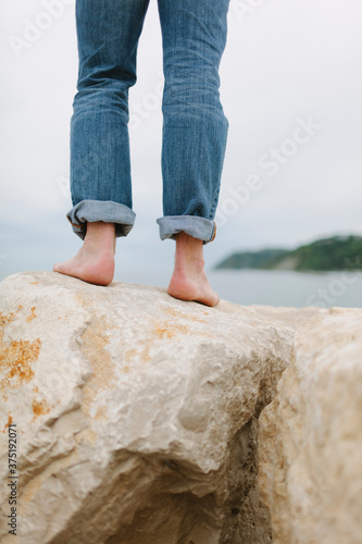 Walking Barefoot on Rocks