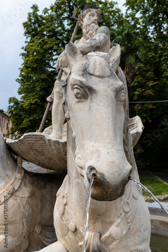 The town of Conegliano in Italy   Neptune fountain
