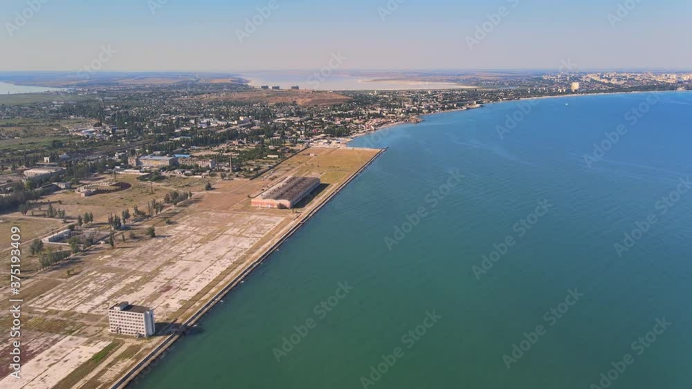 Aerial view of industrial area and Coastline of Odessa city Aerial view of industrial area and Coastline of Odessa city