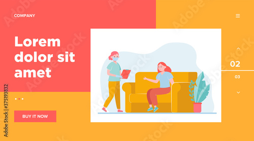 Patient waiting medical test result in hospital. Visiting doctor, nurse, clinic flat vector illustration. Medical examination, consultation concept for banner, website design or landing web page